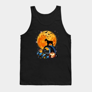 Giant Schnauzer Dog Moon Cliff Pumpkin Halloween Tank Top